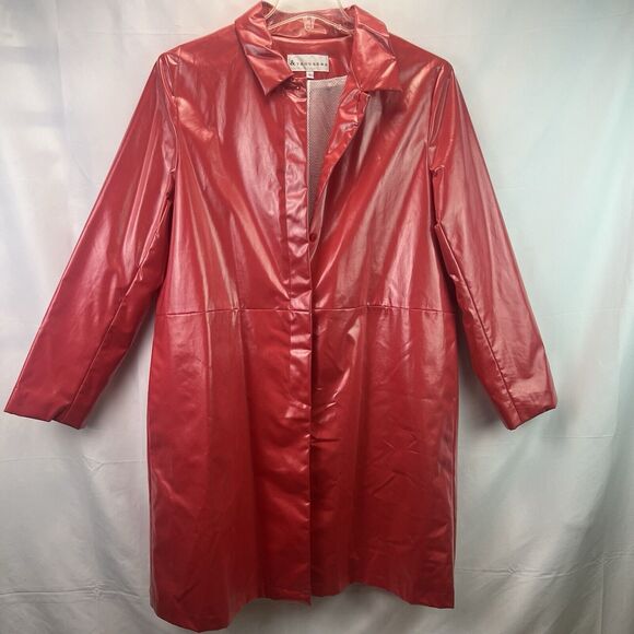 Vintage 1990s &Trousers Cranberry Rain Coat Size Large Futuristic Style USA - Picture 1 of 10